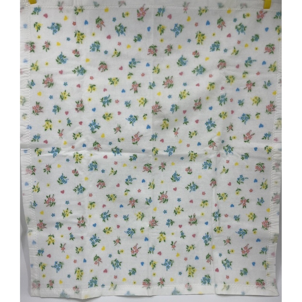 Vintage Chatham Baby Blanket Satin Trim Fleece Hearts Flowers Floral 40 x 44